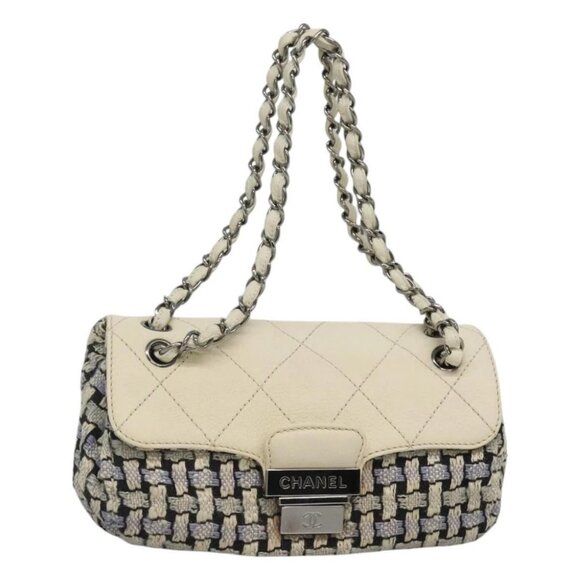 CHANEL Chain Shoulder Bag Tweed Blue CC Auth BD1099V - Picture 1 of 16